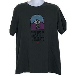 Nike T-Shirt Mens Gray Large Regular Sportswear Collectible Happy Holidays